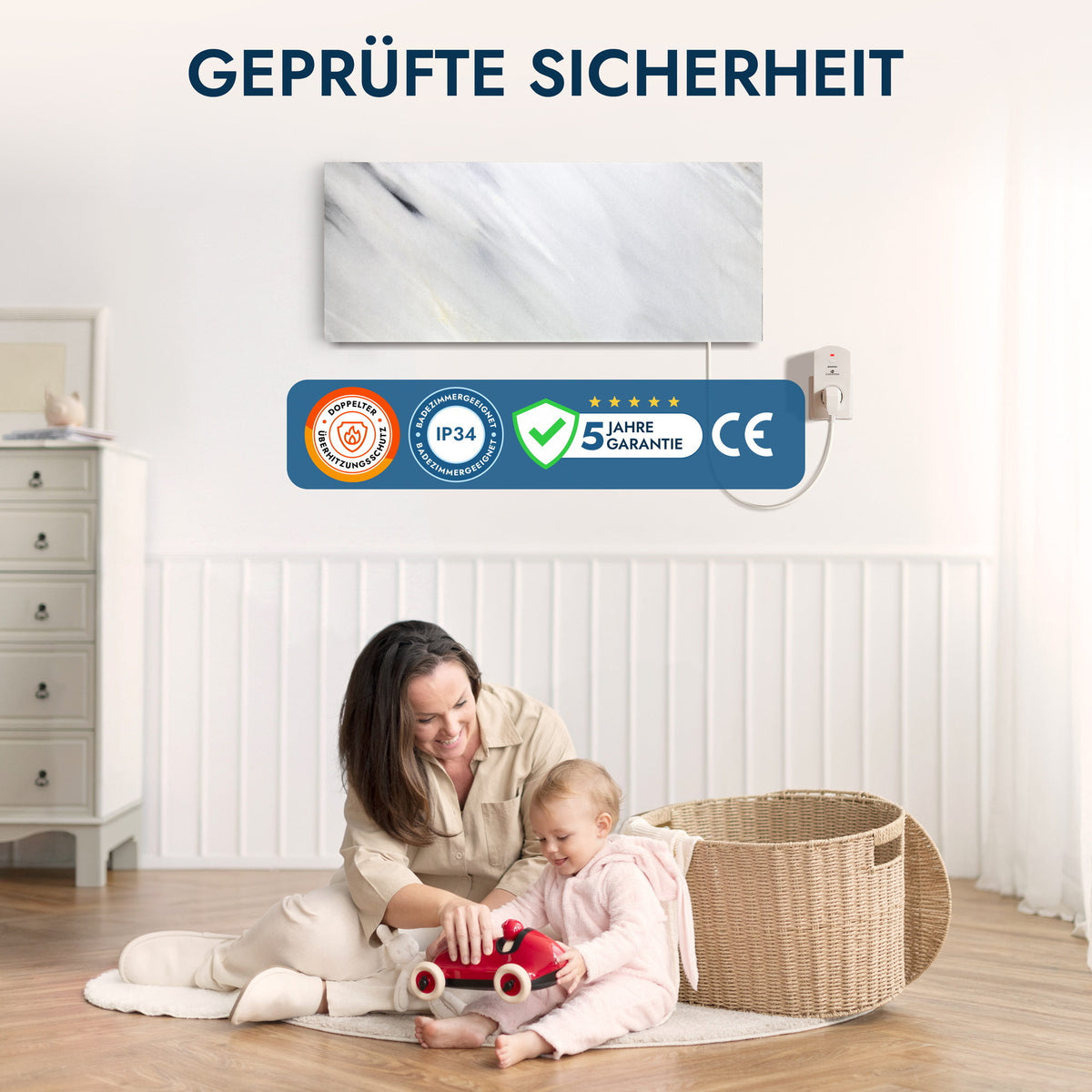 Natuursteenverwarming 800 watt inclusief thermostaat