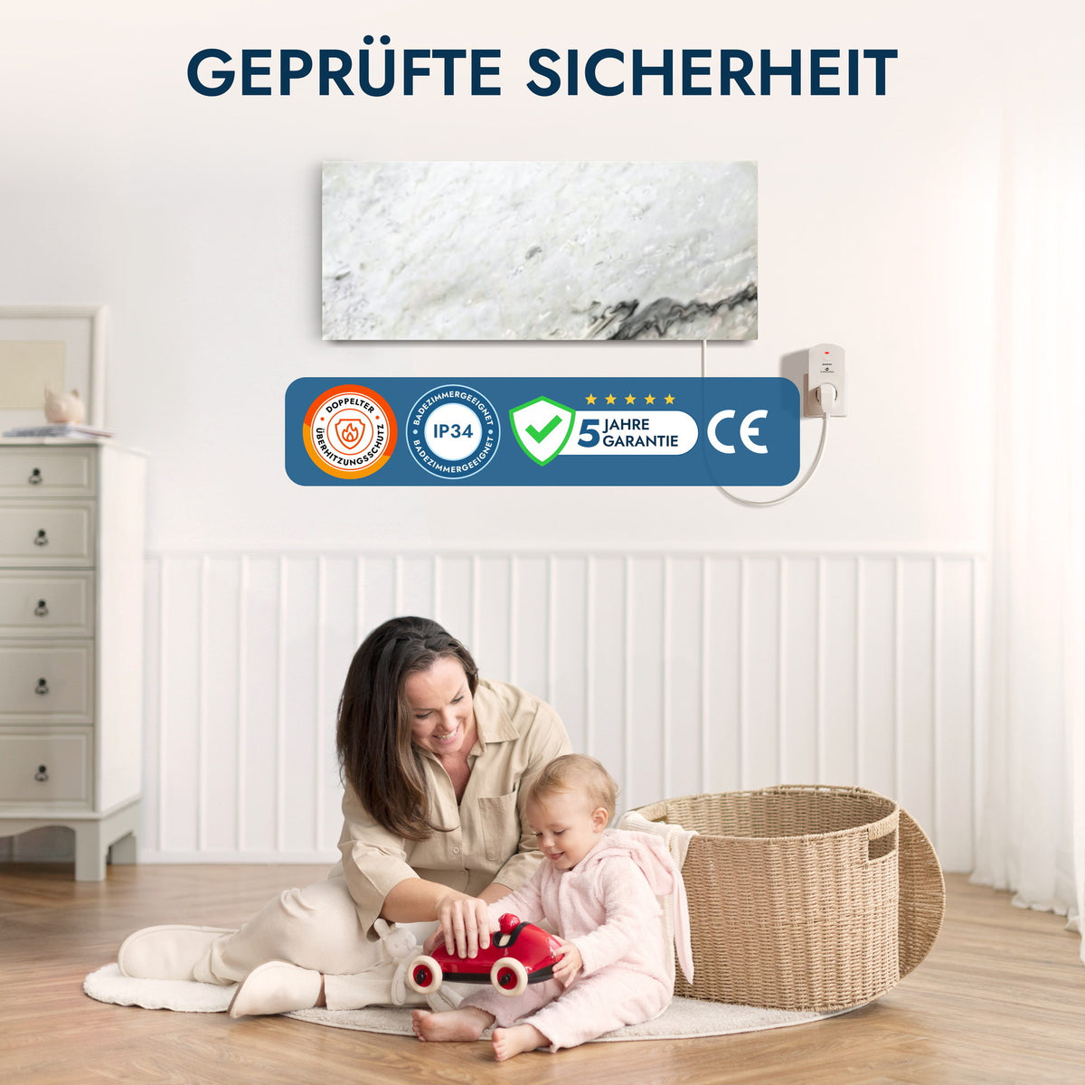 Natuursteenverwarming 800 watt inclusief thermostaat