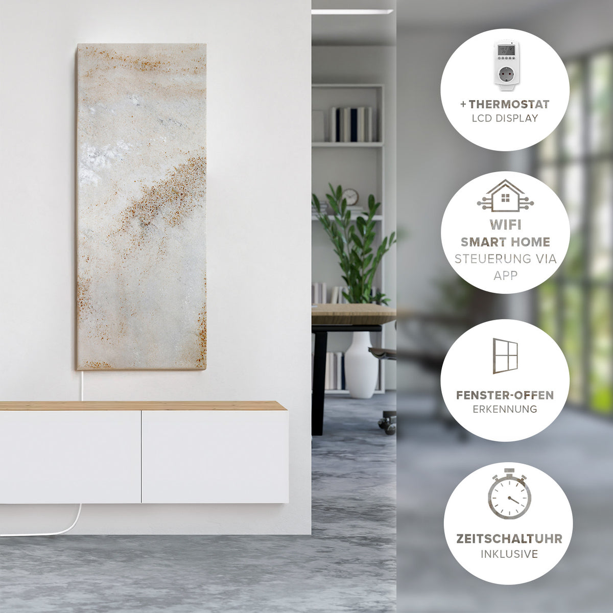 Infraroodstraler 800 watt van natuursteen - Shiva WIFI Smart Home