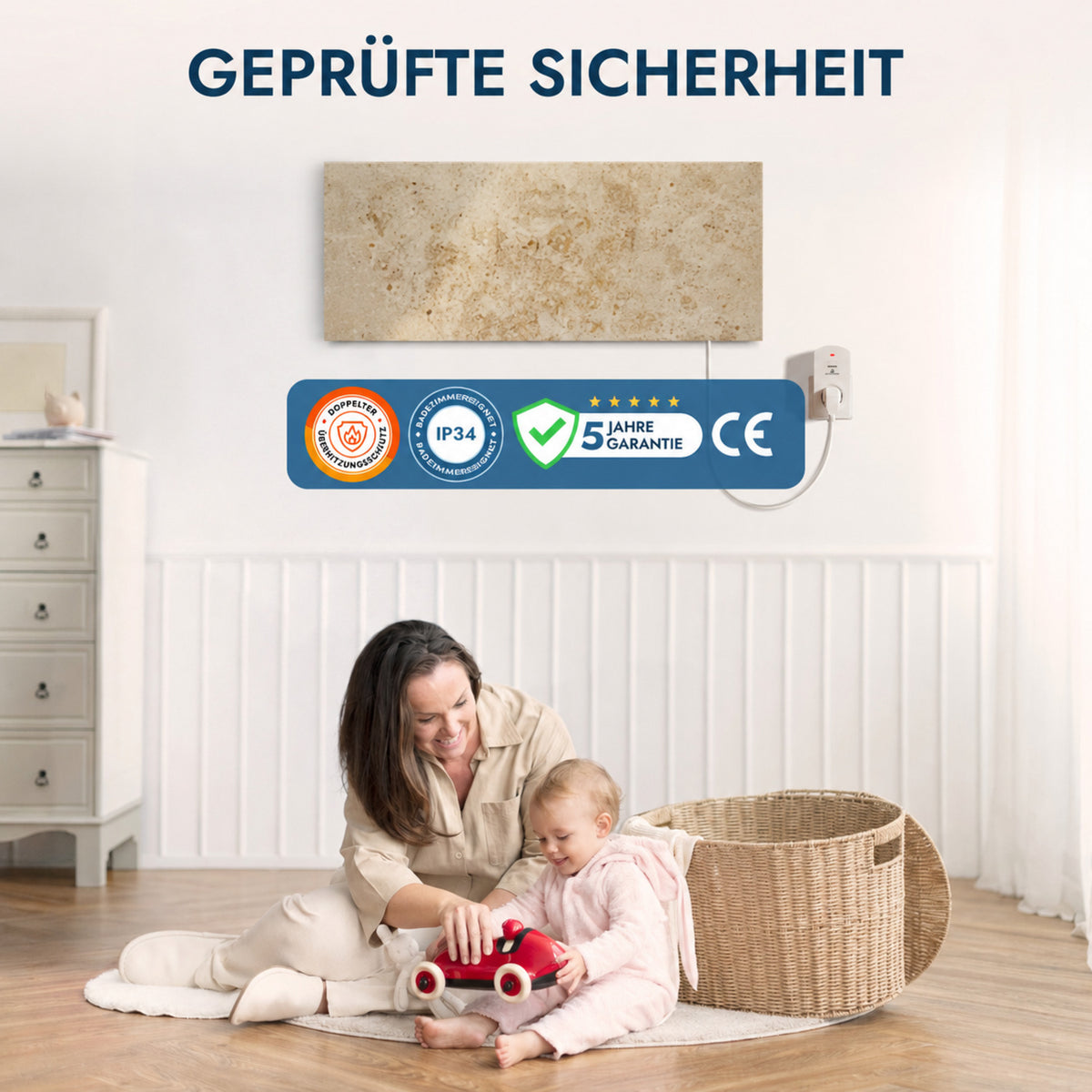 Natuursteenverwarming 800 watt inclusief thermostaat